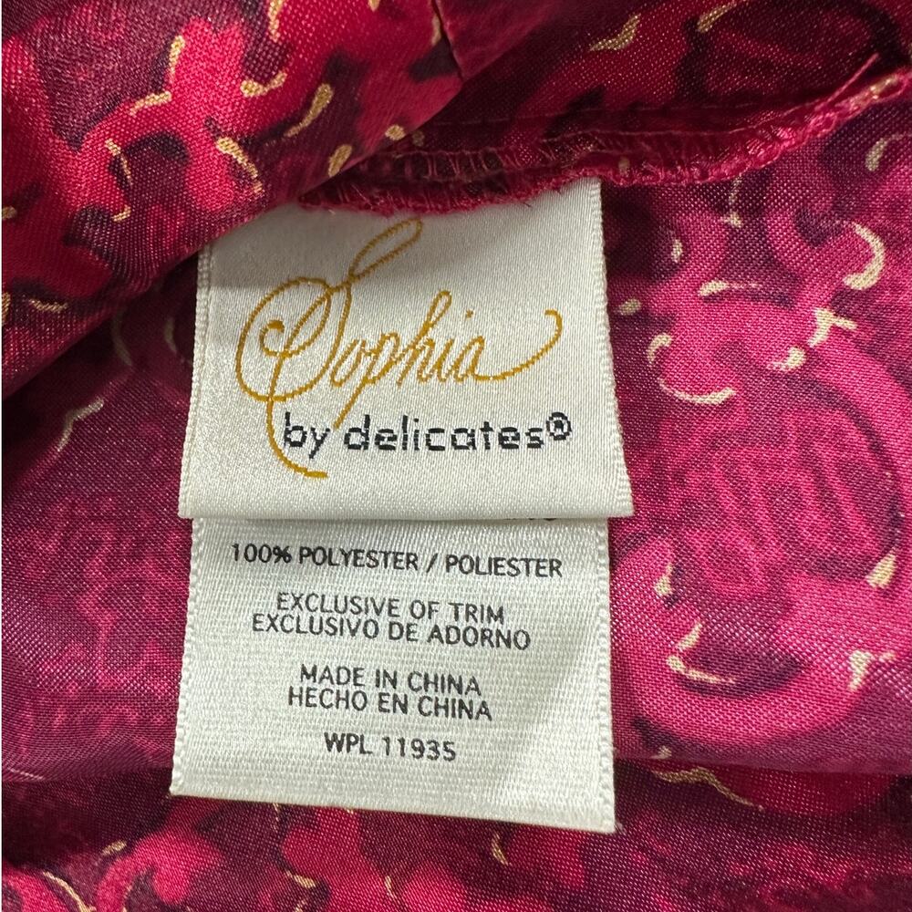 Sophia by Delicates Medium Raspberry Pink Floral Robe Polyester Pockets - Picture 2 of 11